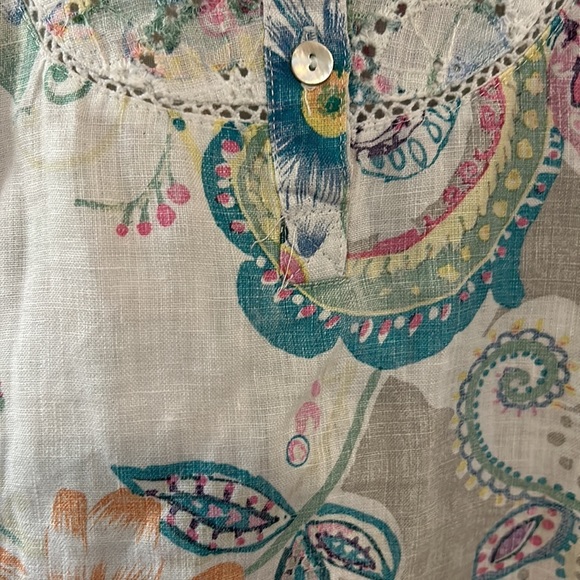 Malvin Hamburg-Germany Floral Tunic 100% Linen Blouse SZ S - Picture 4 of 8